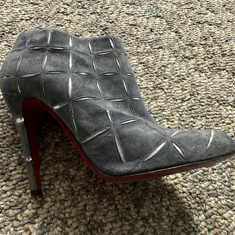 Christian Louboutin Gray/Silver ankle booties
